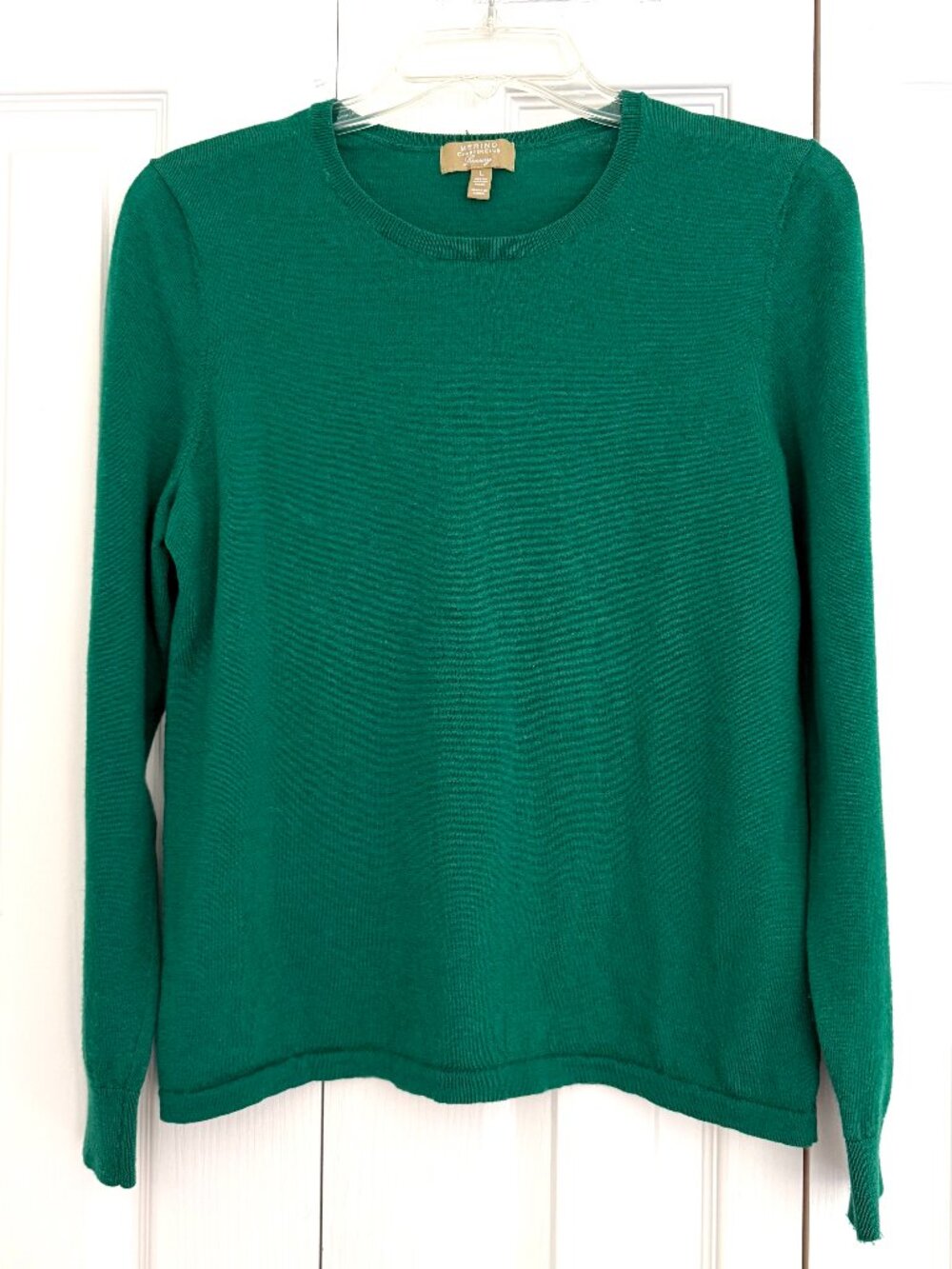 Charter Club Merino Wool Crewneck Pullover Sweater Base Layer Kelly Green Size L